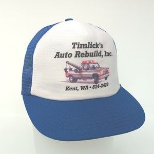 Vintage Local Trucker Hat Timlicks Auto Rebuild Kent WA Mesh Snapback Made In US